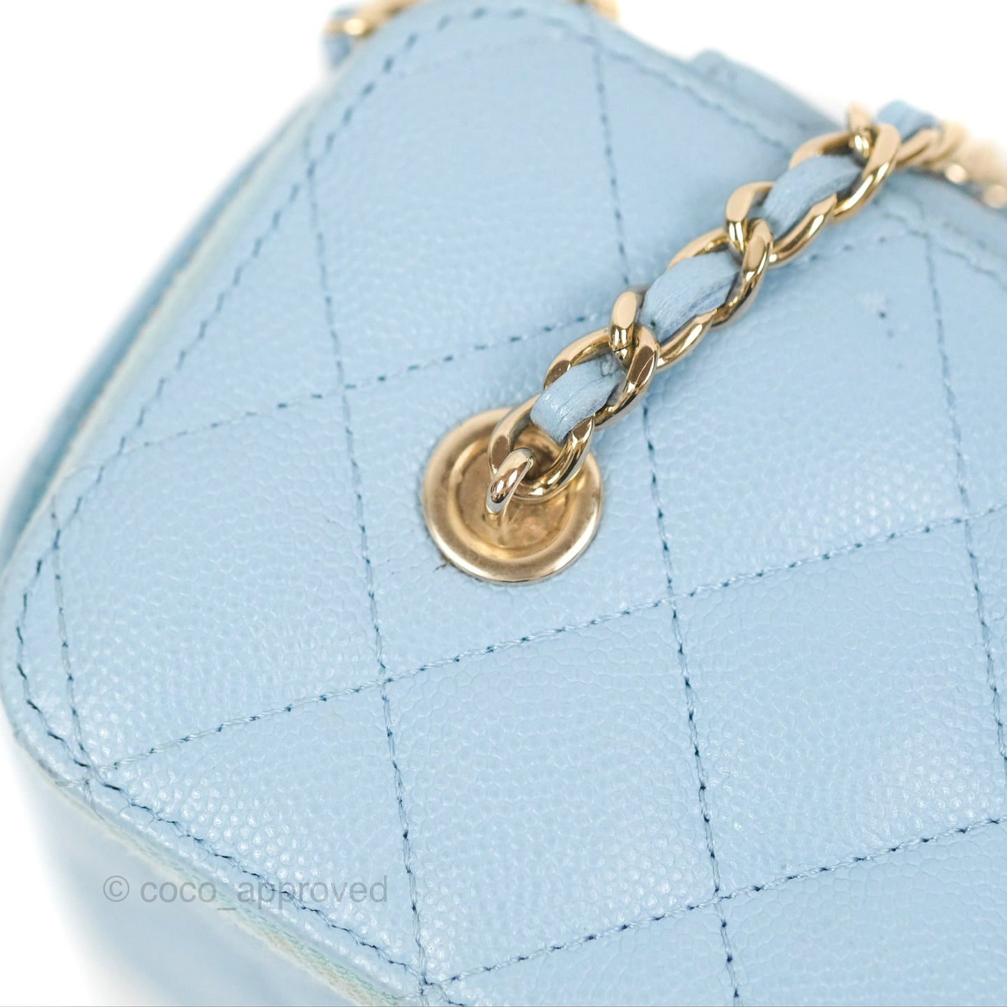 Chanel Vanity with Chain Blue Caviar Aged Gold Hardware
