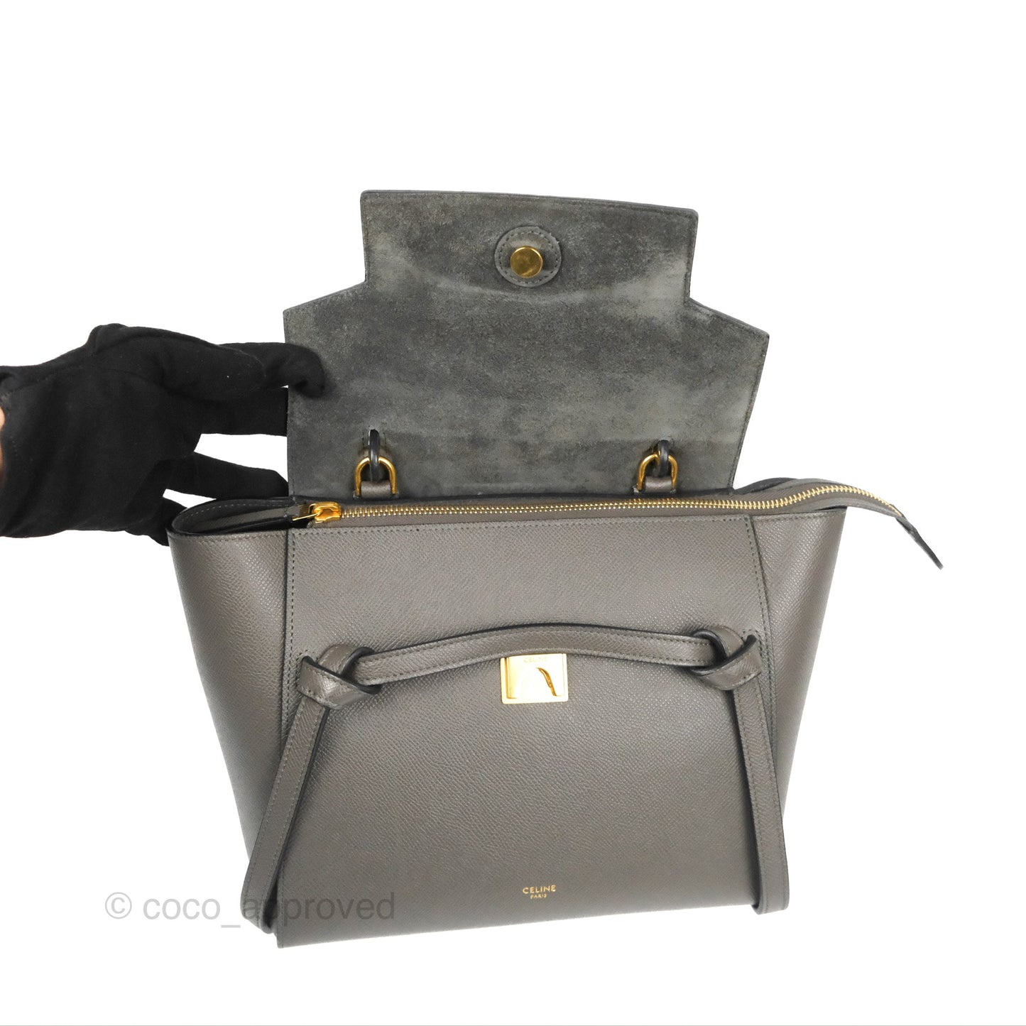 Celine Micro Belt Bag Grey Grained Calfskin Gold Hardware