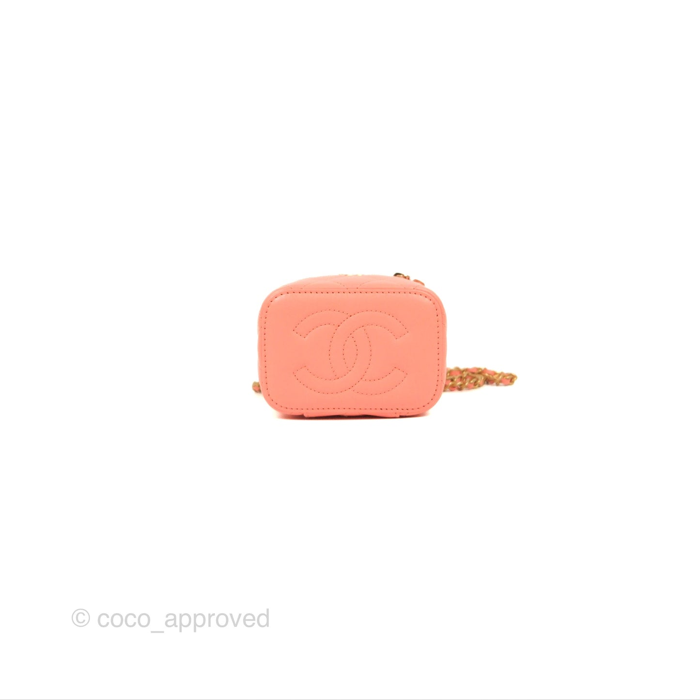 Chanel Mini Pearl Crush Vanity With Chain Orange Clair Gold Hardware