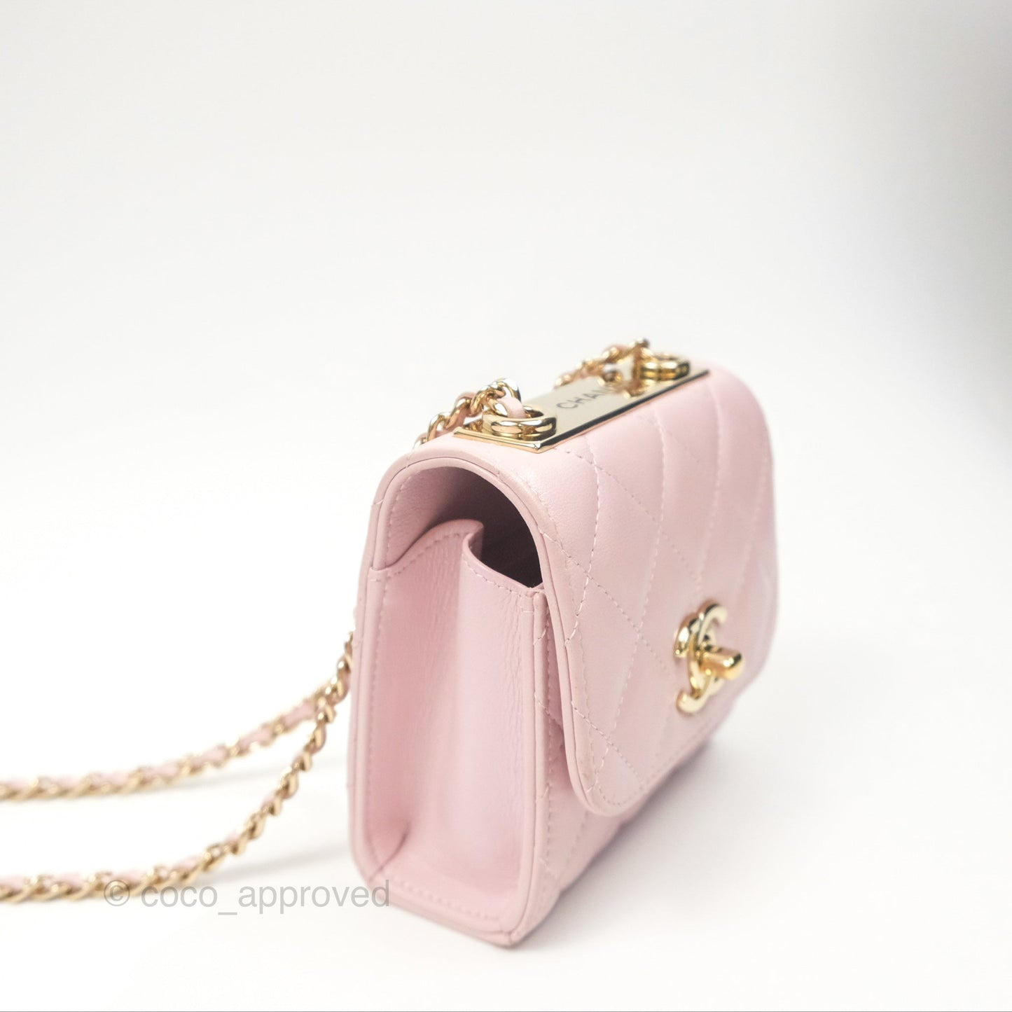 Chanel Mini Quilted Trendy CC Clutch With Chain Lilac Rose Clair Lambskin Gold Hardware