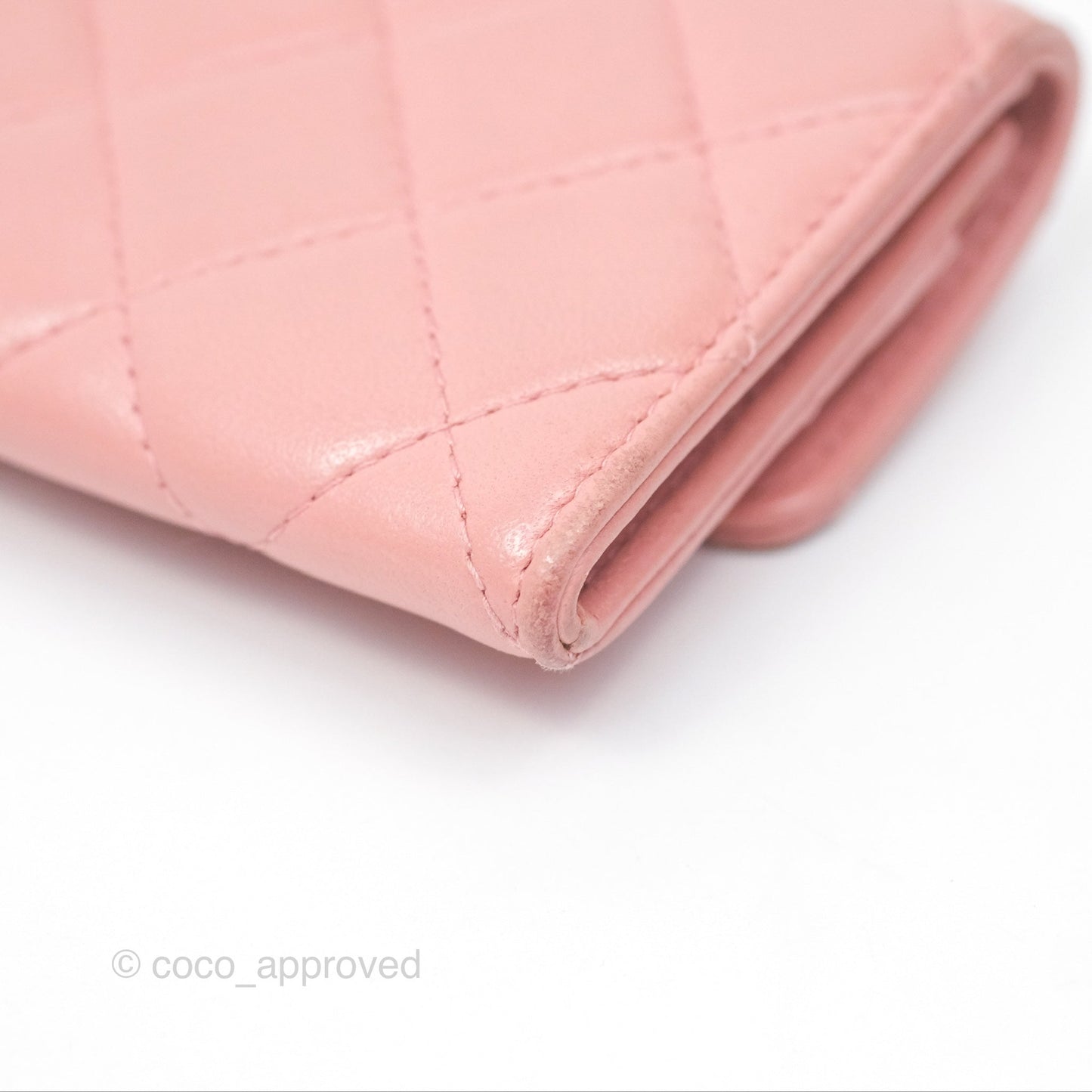 Chanel Classic Flap Card Holder Quilted Pink Lambskin Gold Hardware