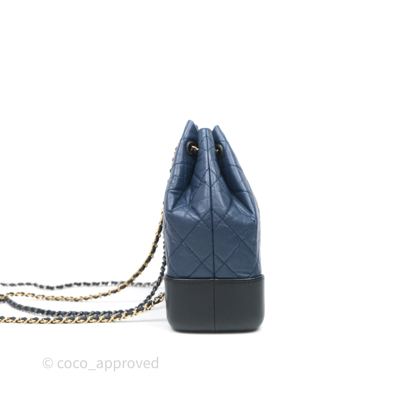 Chanel Small Gabrielle Backpack Quilted Navy Black Aged Calfskin