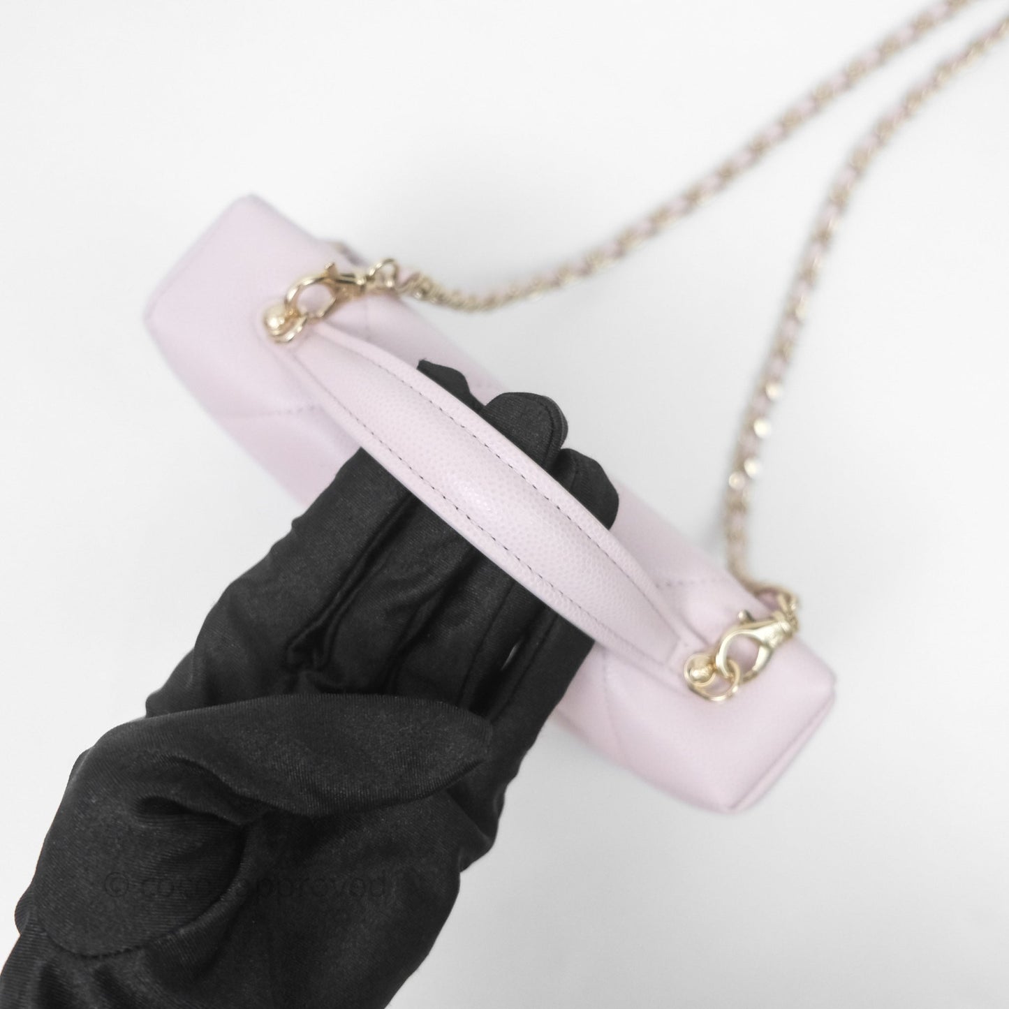 Chanel Top Handle Long Vanity with Chain Light Lilac Pink Caviar Gold Hardware