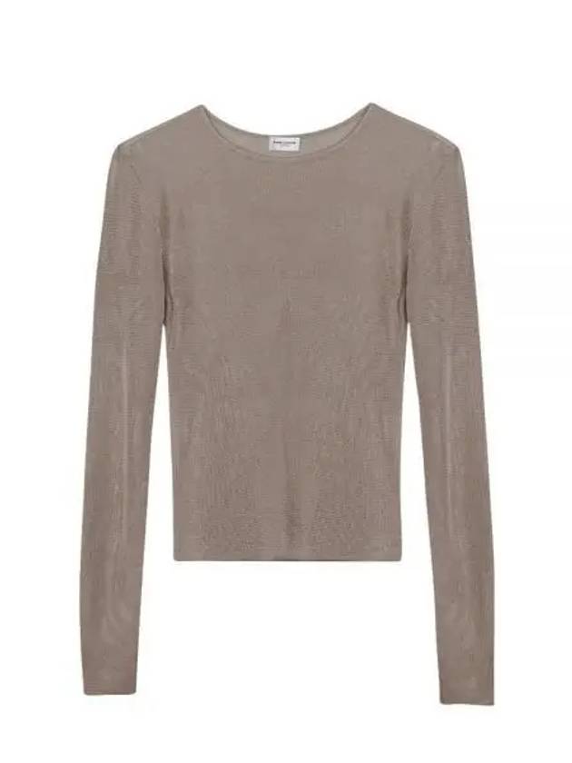 Luxury Saint Laurent Rib Detail Viscose Crop Long Sleeve T-Shirt Pink