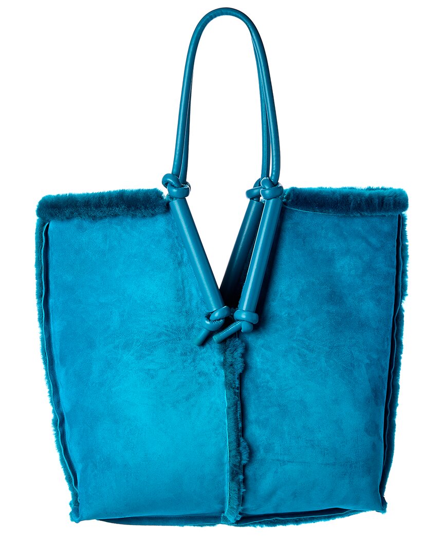 Luxury Bottega Veneta Bolster Shearling & Leather Tote