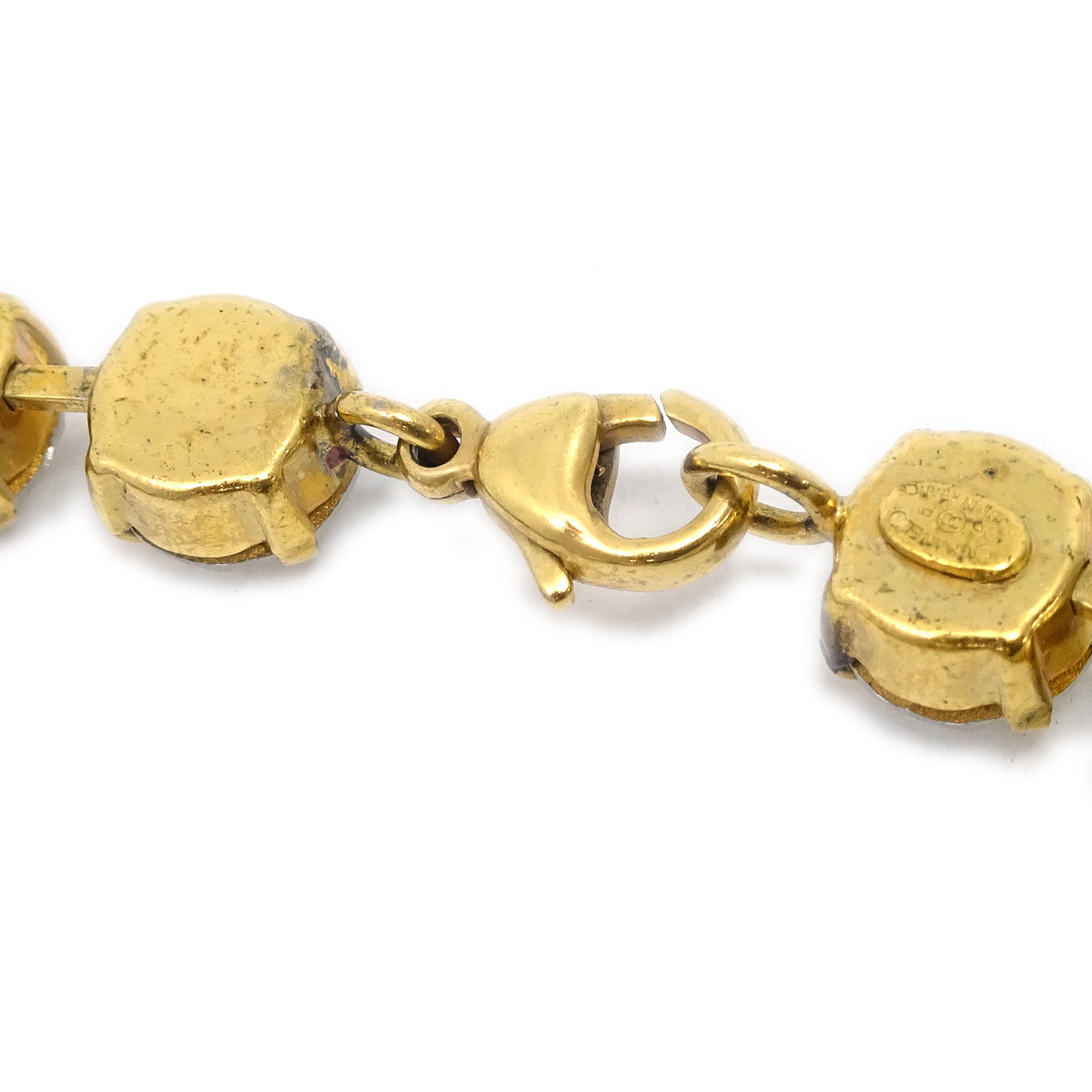 Luxury Chanel Rhinestone Chain Bracelet Gold 96P