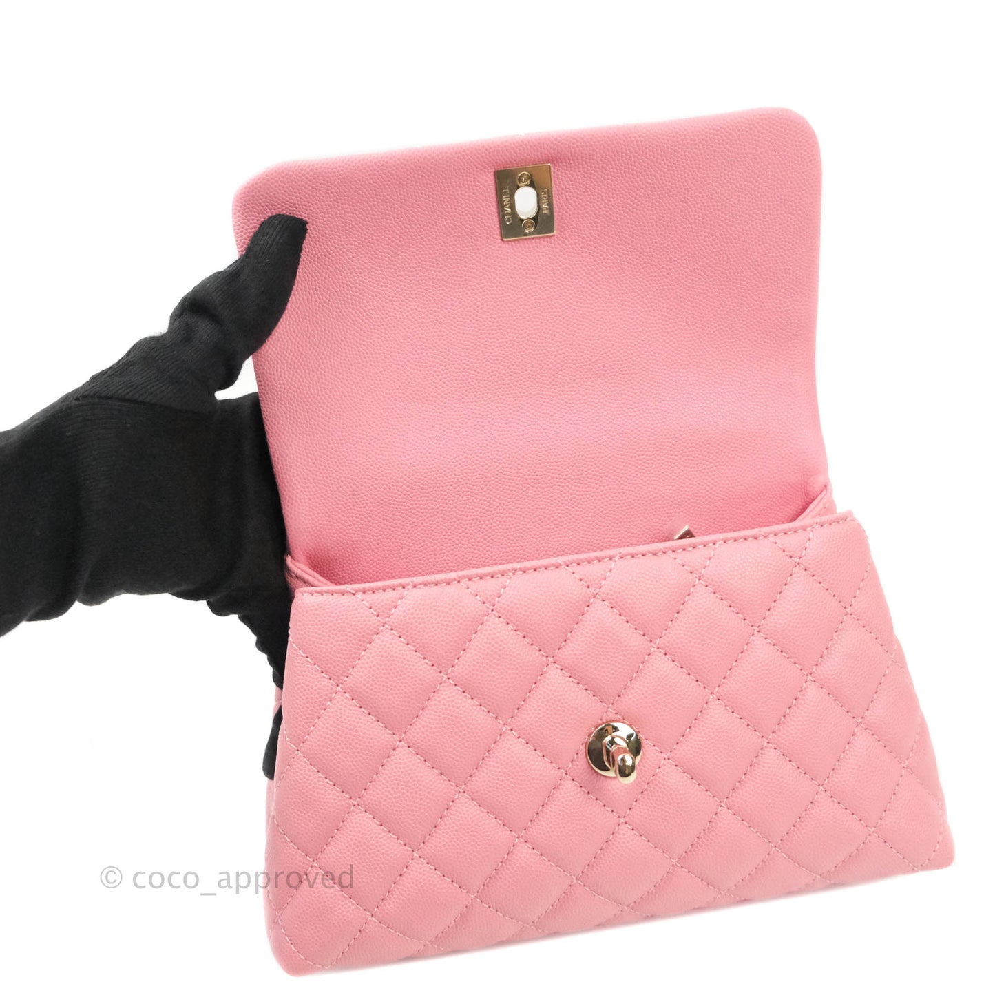 Chanel Mini (Small) Coco Handle Quilted Pink Caviar Gold Hardware 20A