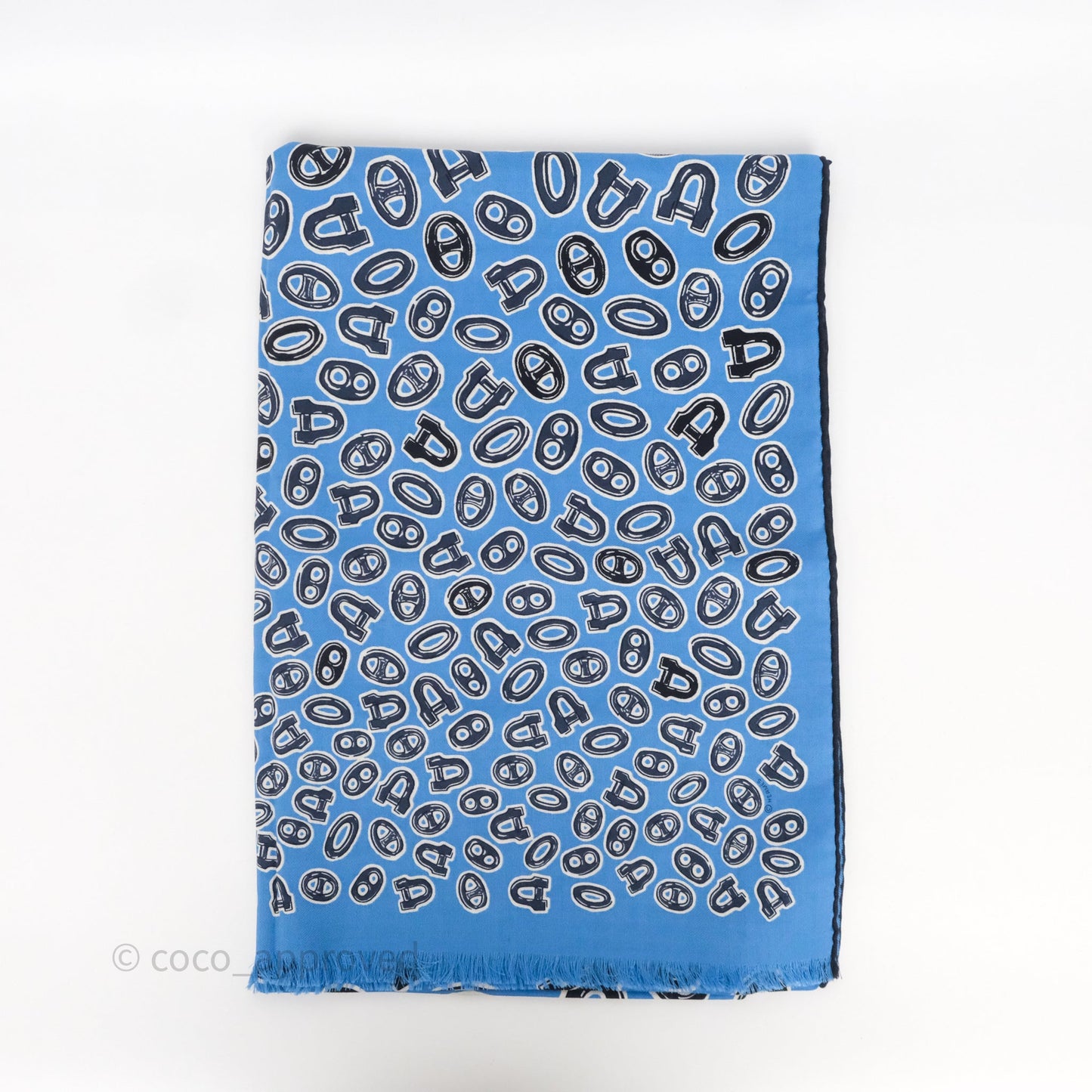 Hermès Wool/Silk Scarf Blue/ Navy