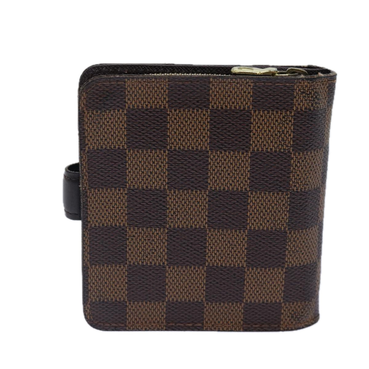 LOUIS VUITTON Damier Ebene Compact Zip Wallet N61668 LV 89019