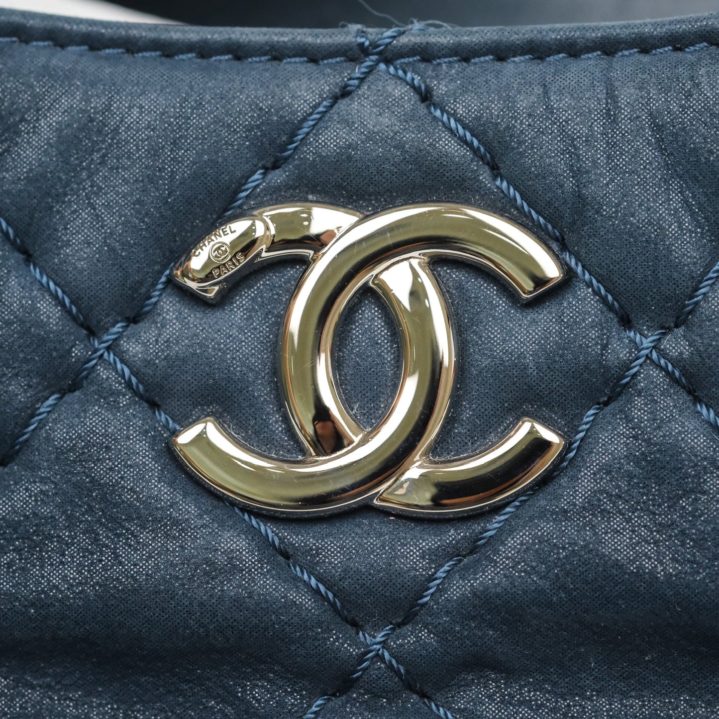 Chanel Small Sea Hit Tote Navy Iridescent Calfskin Silver Hardware