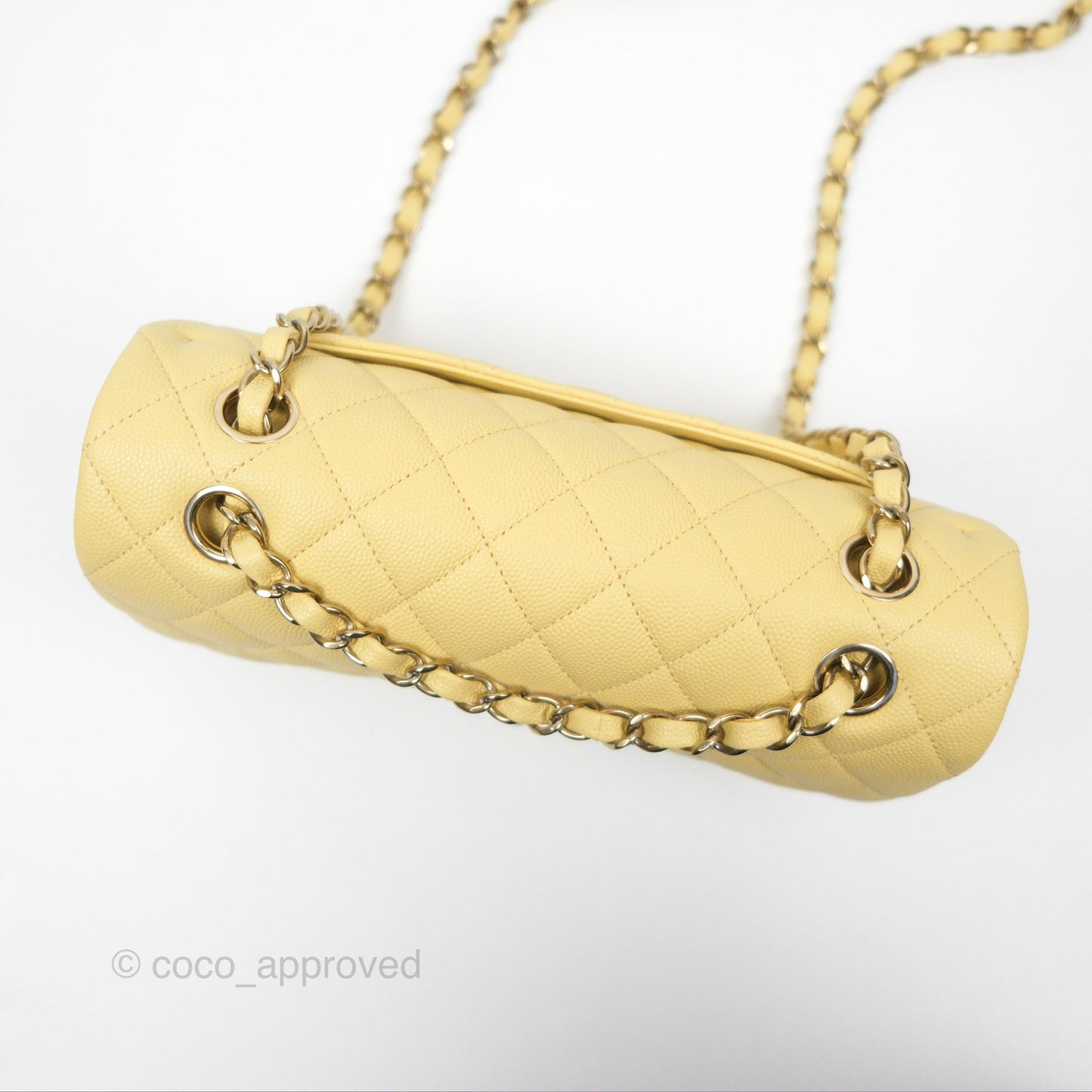 Chanel Small Classic Quilted Flap Yellow Caviar Gold Hardware