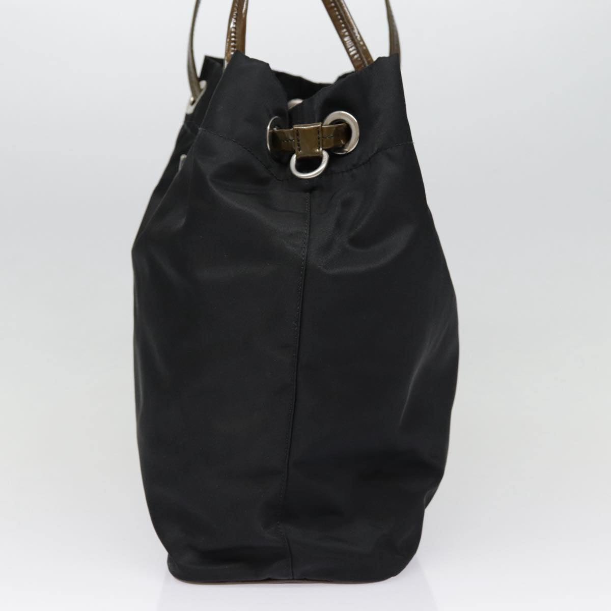 Luxury Prada Tote Bag Nylon Black Brown Silver  89044