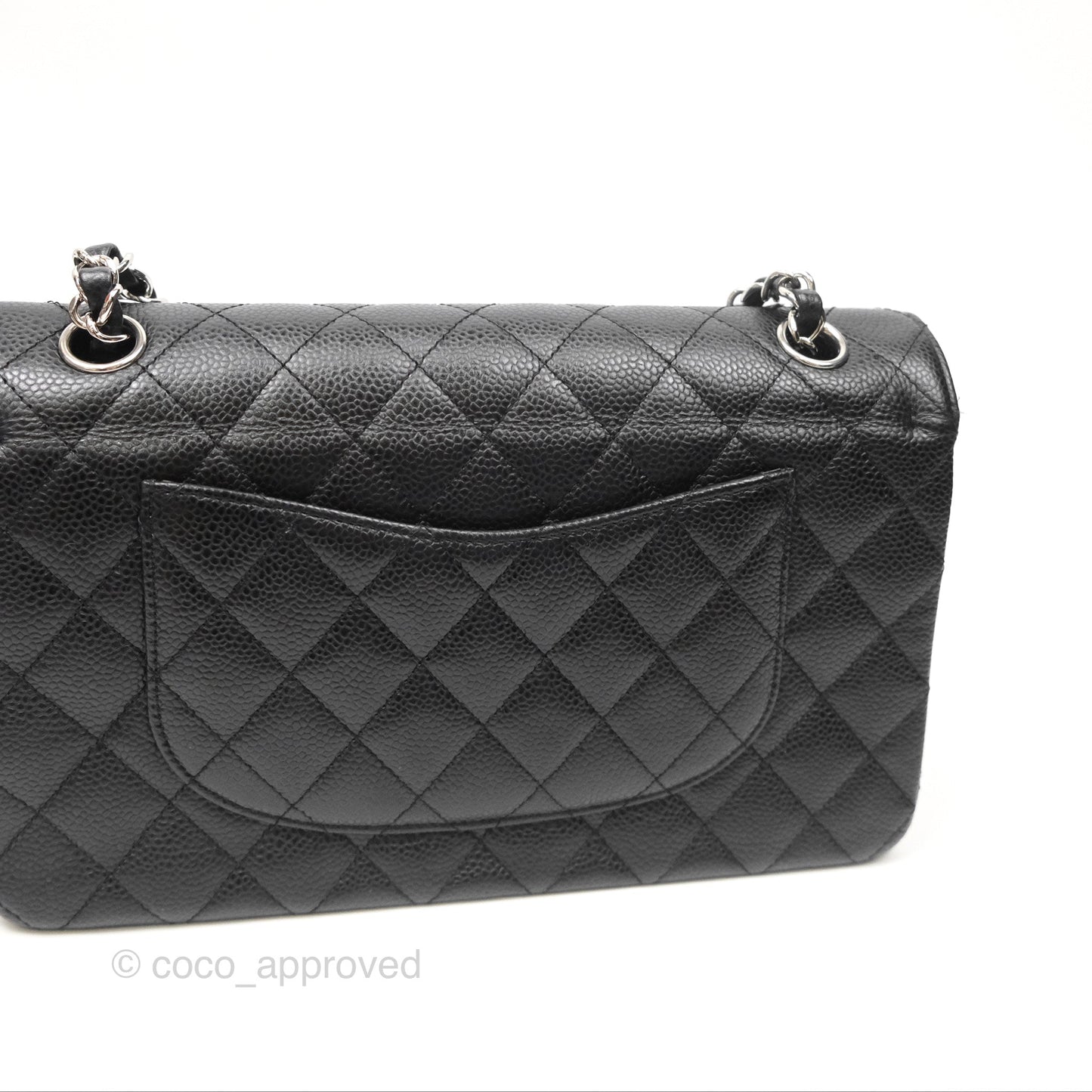 Chanel Classic M/L Medium Flap Quilted Black Caviar Silver Hardware