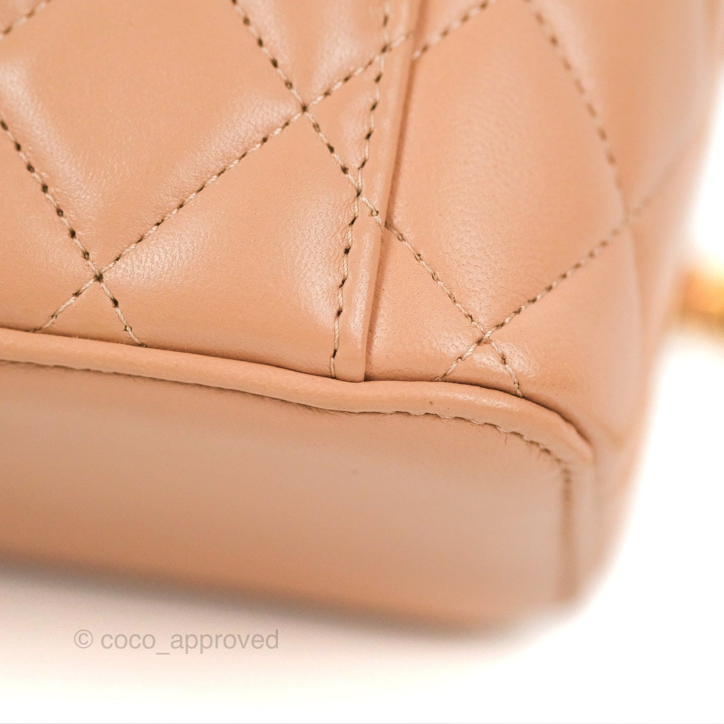 Chanel Vanity Rectangular Top Handle Beige Lambskin Gold Hardware