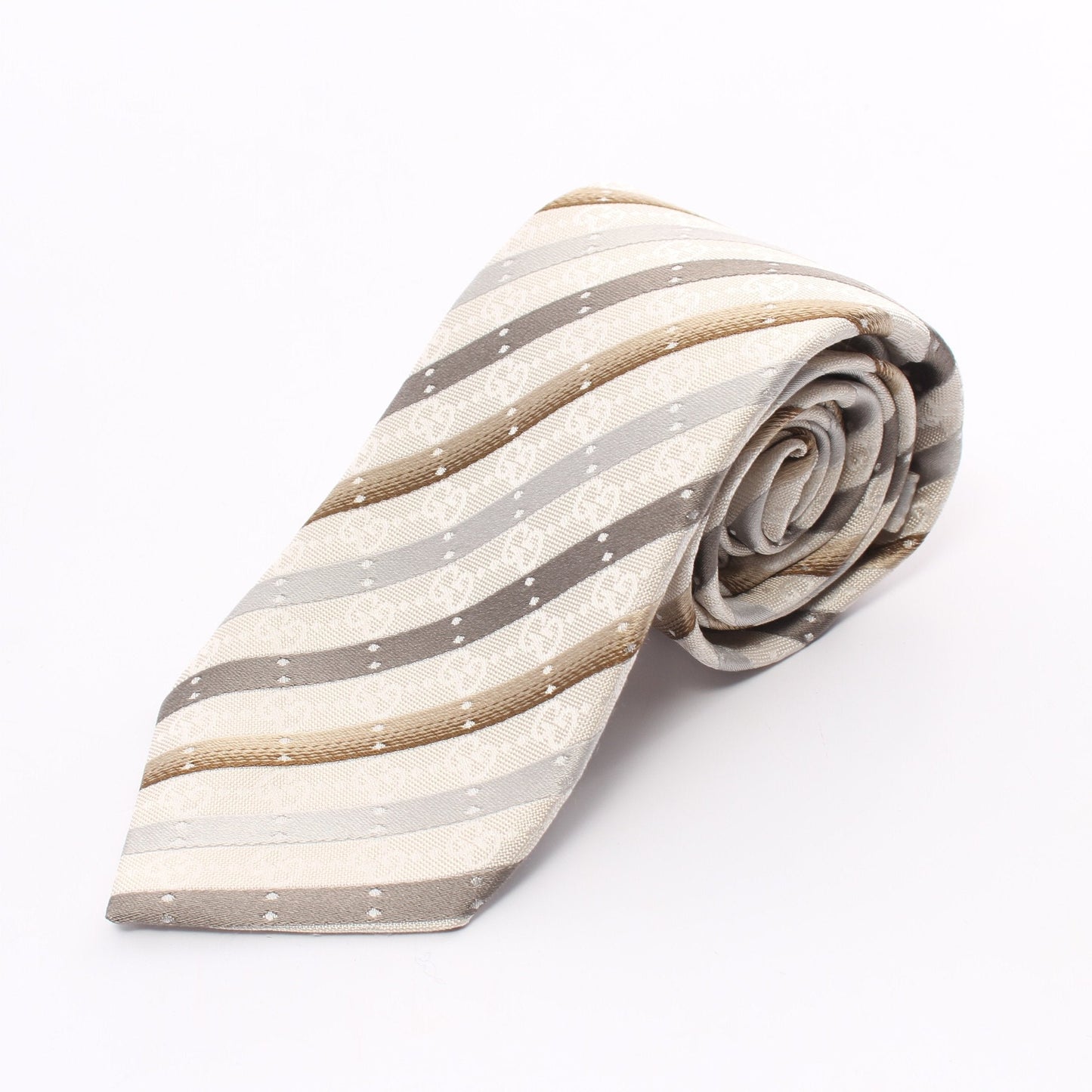 Luxury Gucci Trending 2025 FELISA GG pattern Tie Silk Beige Multicolor