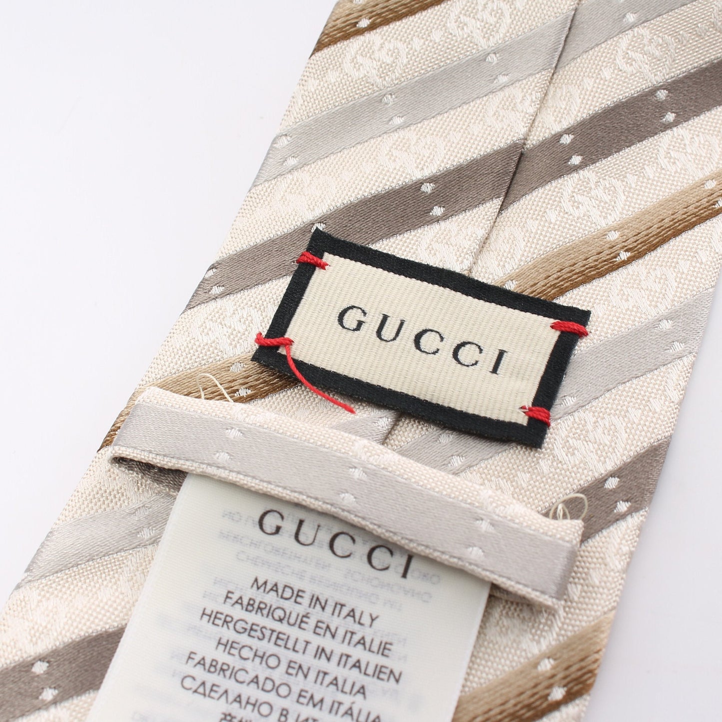 Luxury Gucci Trending 2025 FELISA GG pattern Tie Silk Beige Multicolor