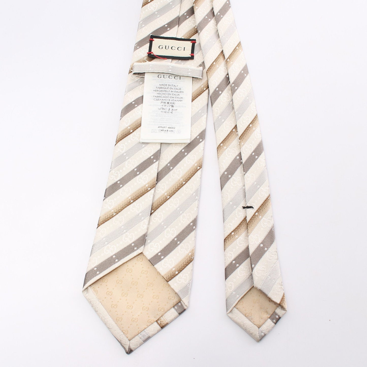 Luxury Gucci Trending 2025 FELISA GG pattern Tie Silk Beige Multicolor