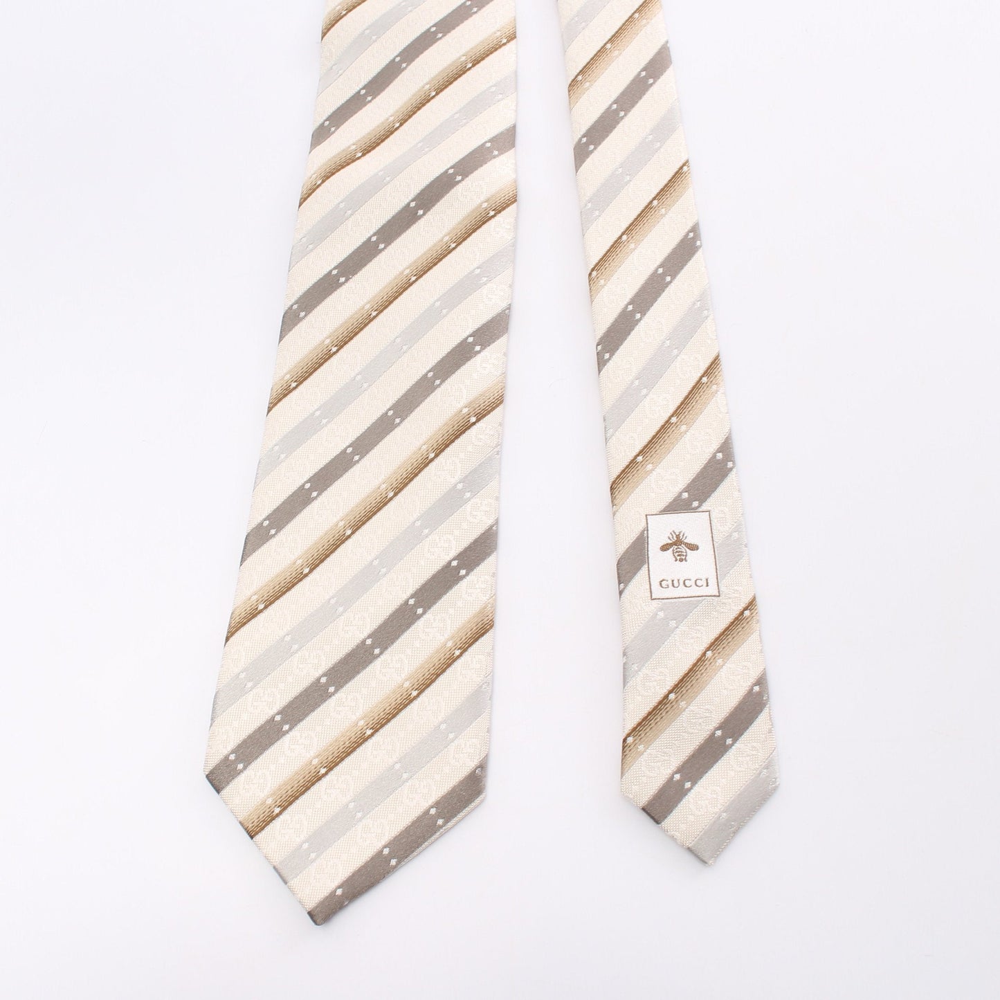 Luxury Gucci Trending 2025 FELISA GG pattern Tie Silk Beige Multicolor