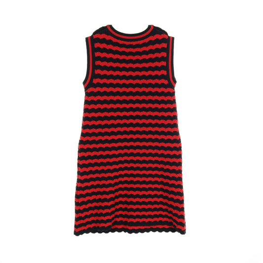 Luxury Gucci Trending 2025 Knit dress No sleeve Stripes Wool Cotton Red Navy