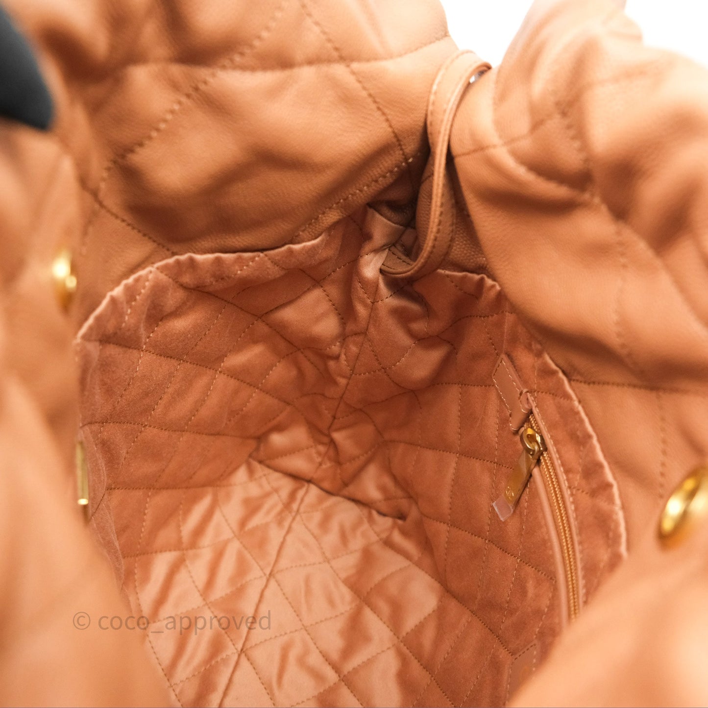 Chanel 22 Small Beige Caviar Aged Gold Hardware