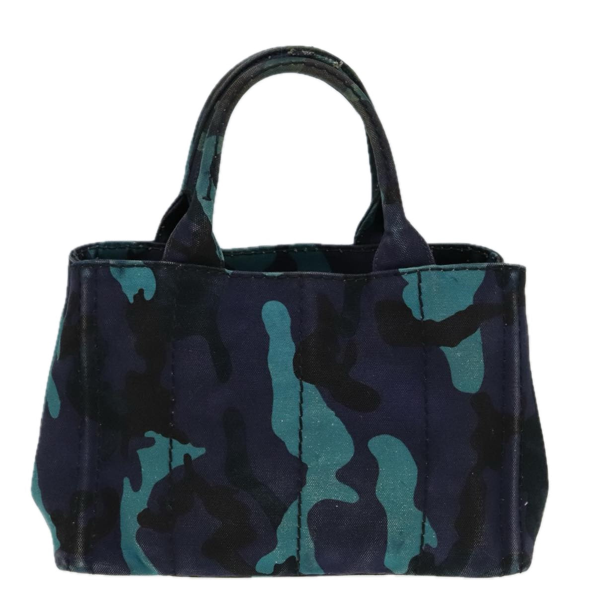 Luxury Prada Canapa PM Hand Bag Canvas Navy Silver  89099