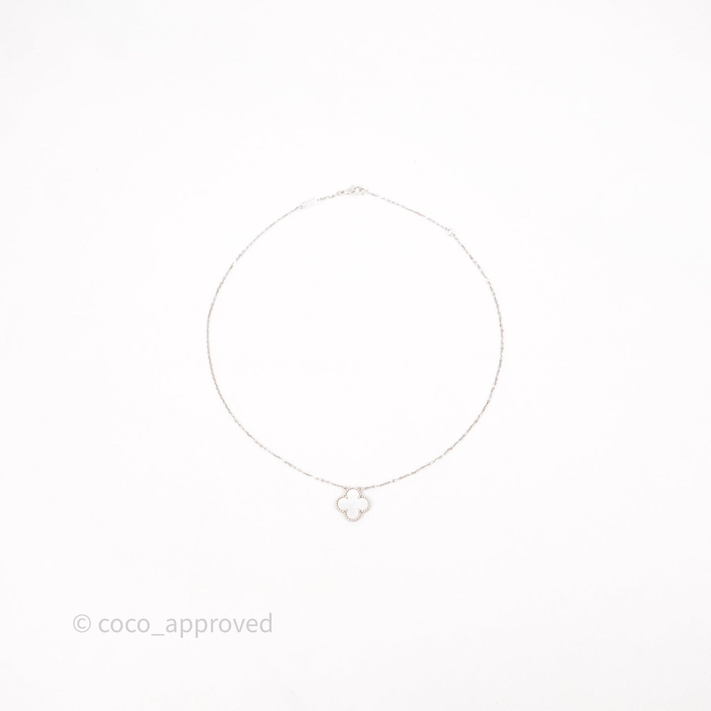 Van Cleef & Arpels Vintage Alhambra Pendant Necklace White Mother-of-pearl White Gold