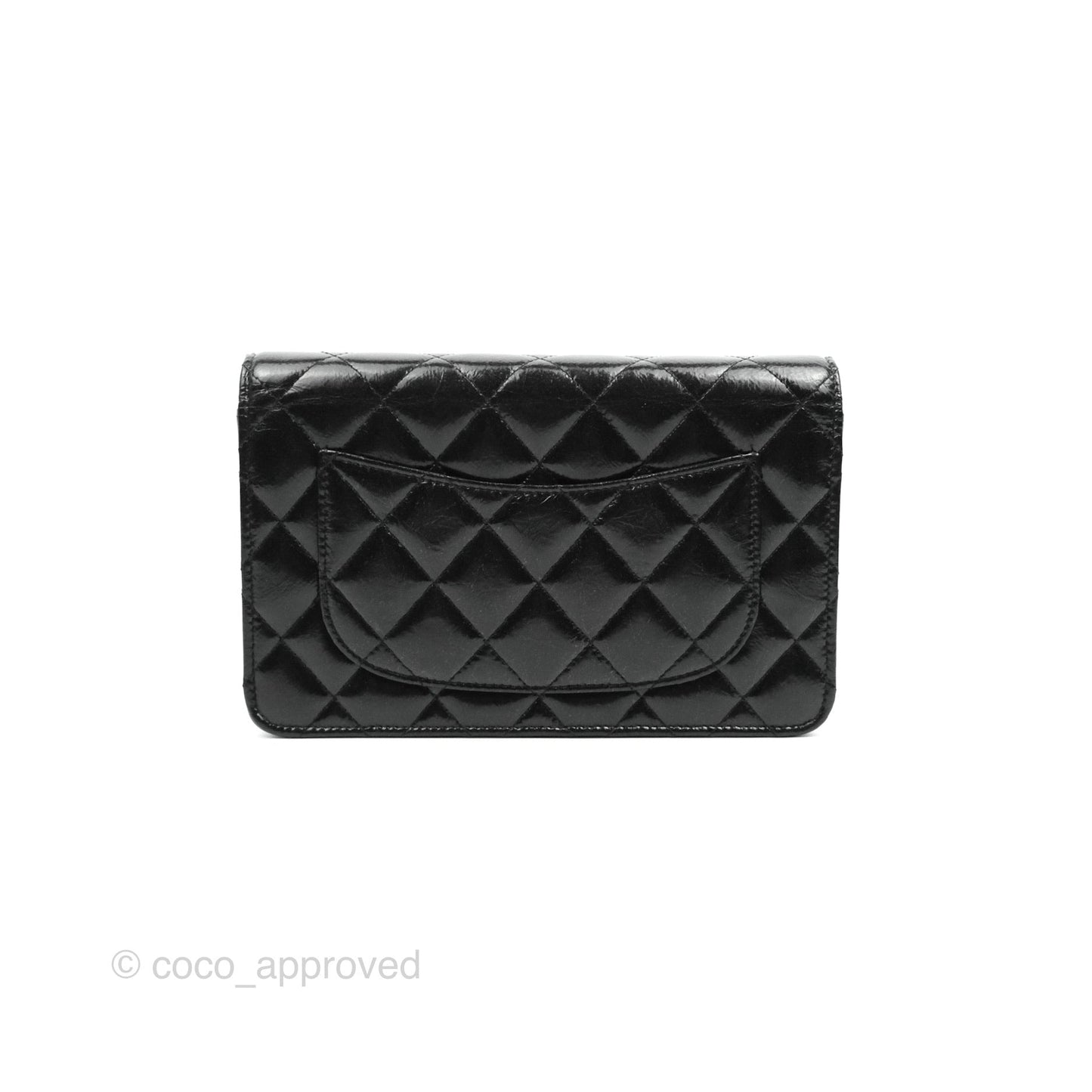 Chanel Quilted Reissue WOC Black Glazed Crumpled Calfskin Aged Gold Hardware