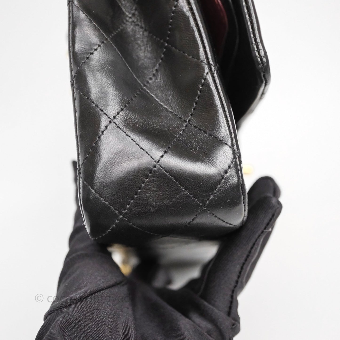 Chanel Classic M/L Medium Flap Quilted Black Lambskin Gold Hardware