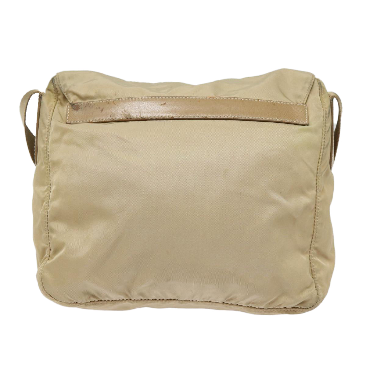 Luxury Prada Shoulder Bag Nylon Beige Silver  89116