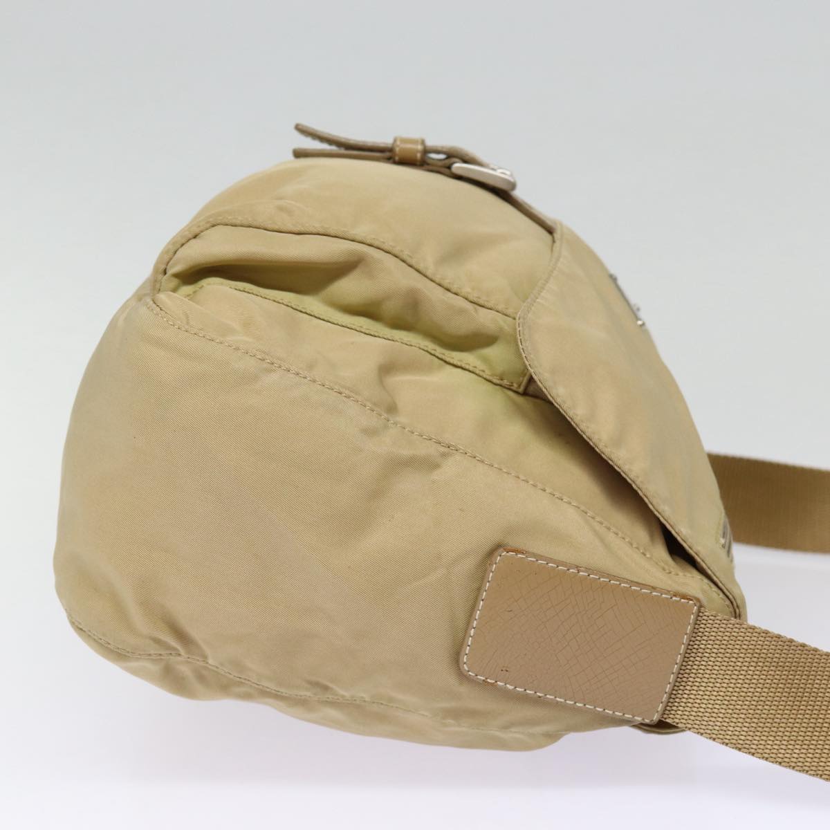 Luxury Prada Shoulder Bag Nylon Beige Silver  89116