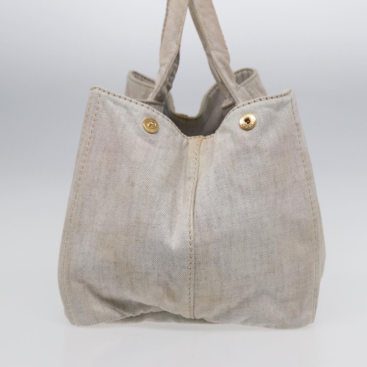 Luxury Prada Canapa GM Hand Bag Canvas Gray Gold  89131