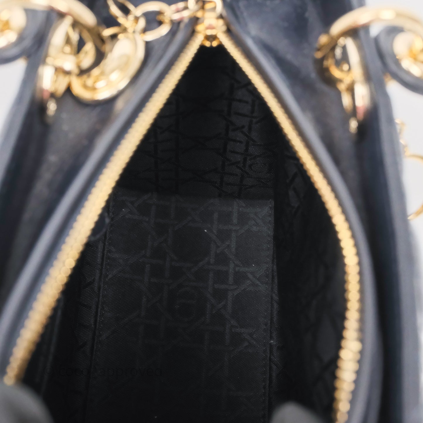 Christian Dior Medium Lady Dior Navy Lambskin Gold Hardware