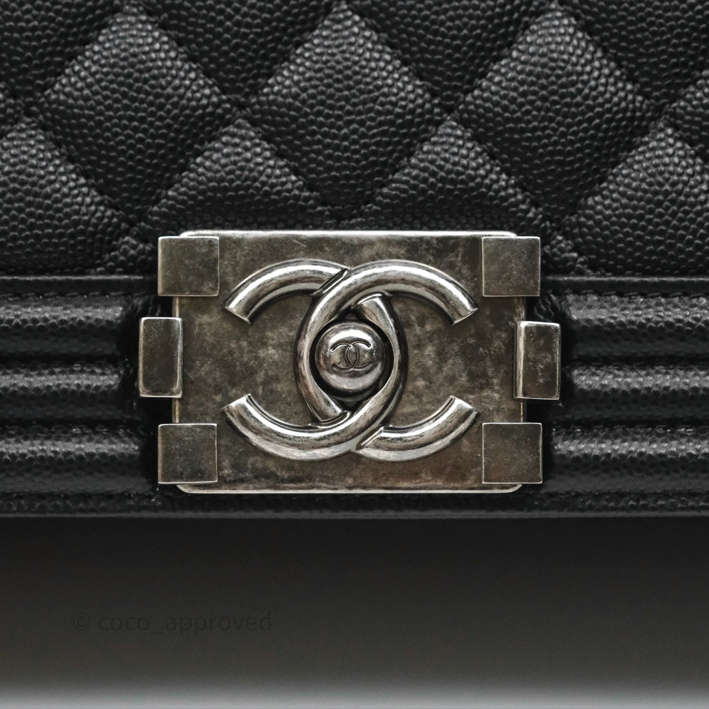 Chanel Medium Boy Quilted Black Caviar Ruthenium Hardware