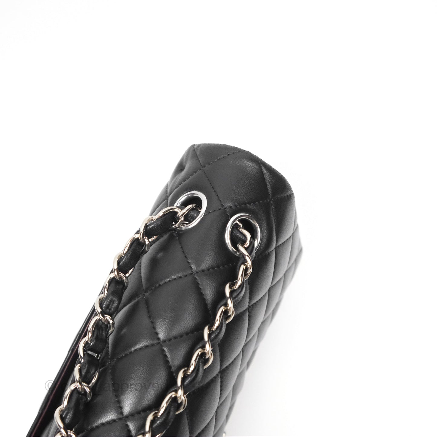 Chanel Classic M/L Medium Flap Quilted Black Lambskin Silver Hardware