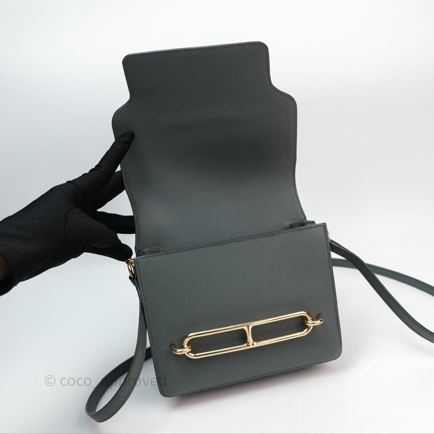 Hermès Roulis Mini 18 Vert Amancde 63 Evercolor Gold Hardware