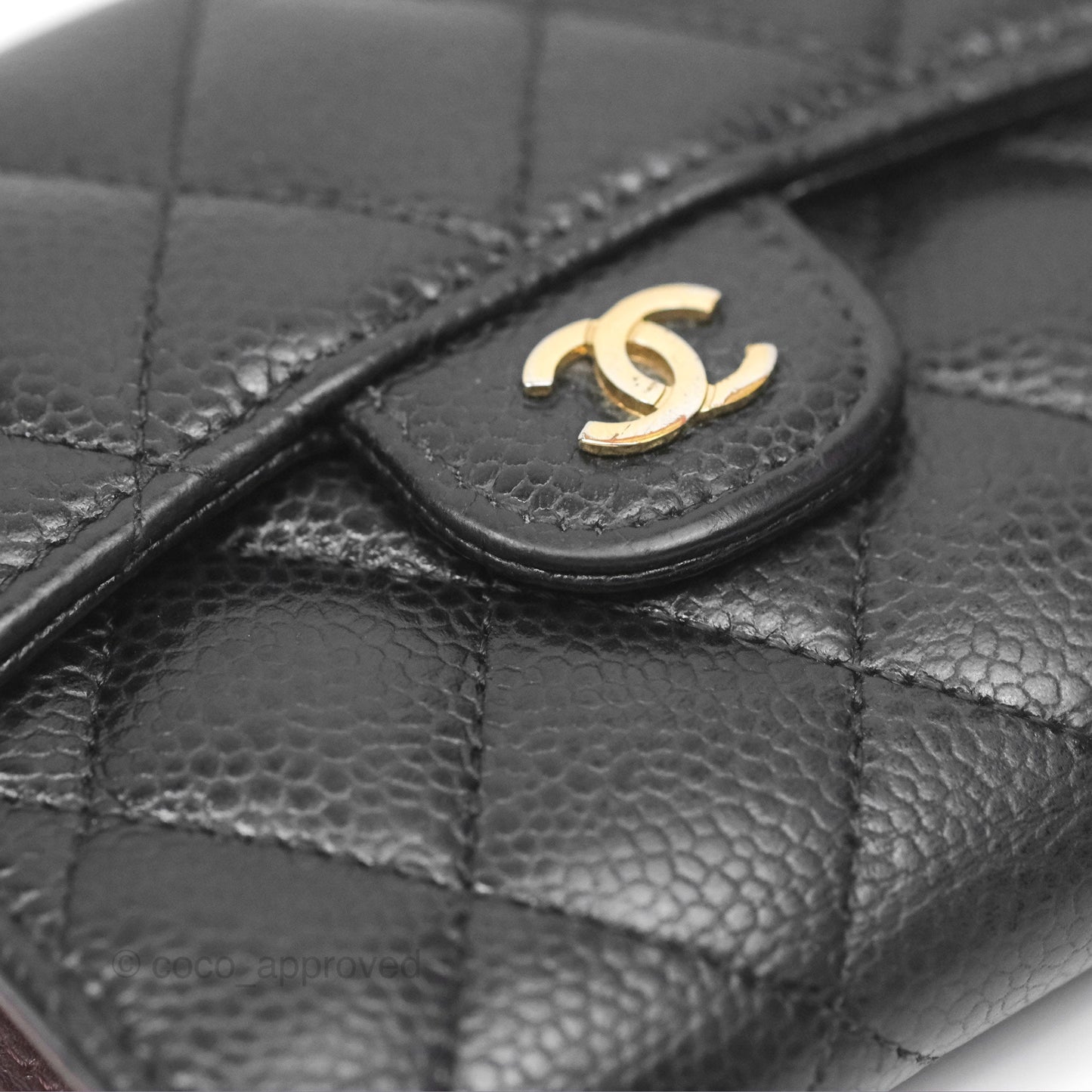 Chanel Classic Short Flap Wallet Black Caviar Gold Hardware