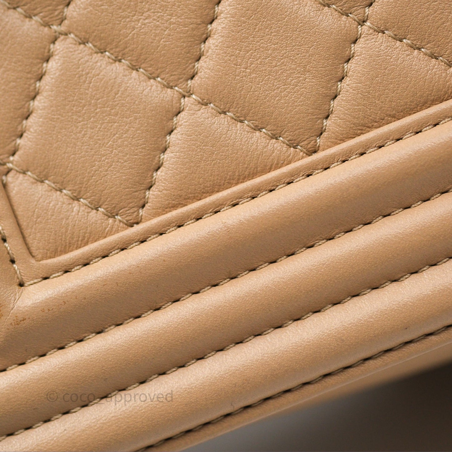 Chanel Boy Quilted Medium Beige Calfskin Gold Hardware
