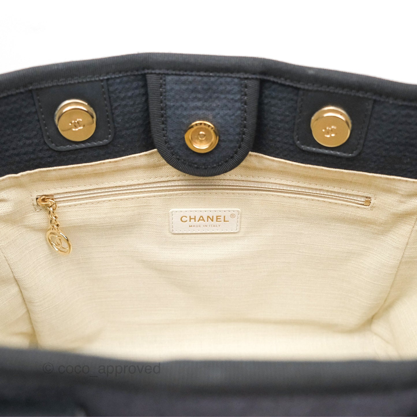 Chanel Medium Canvas Deauville Tote Navy Gold Hardware