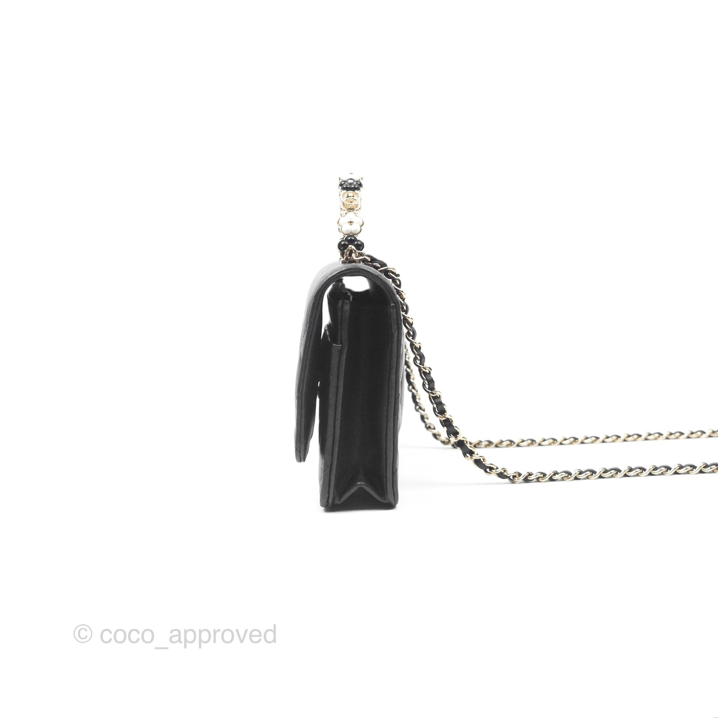 Chanel Camellia Handle WOC with Chain Black Lambskin 23K