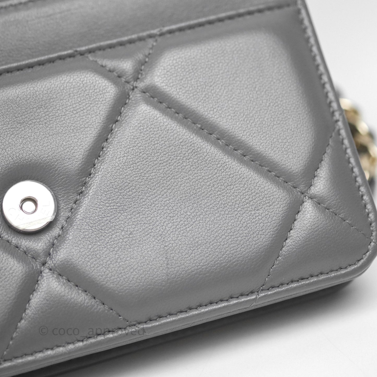 Chanel 19 Wallet on Chain WOC Grey Lambskin Mixed Hardware