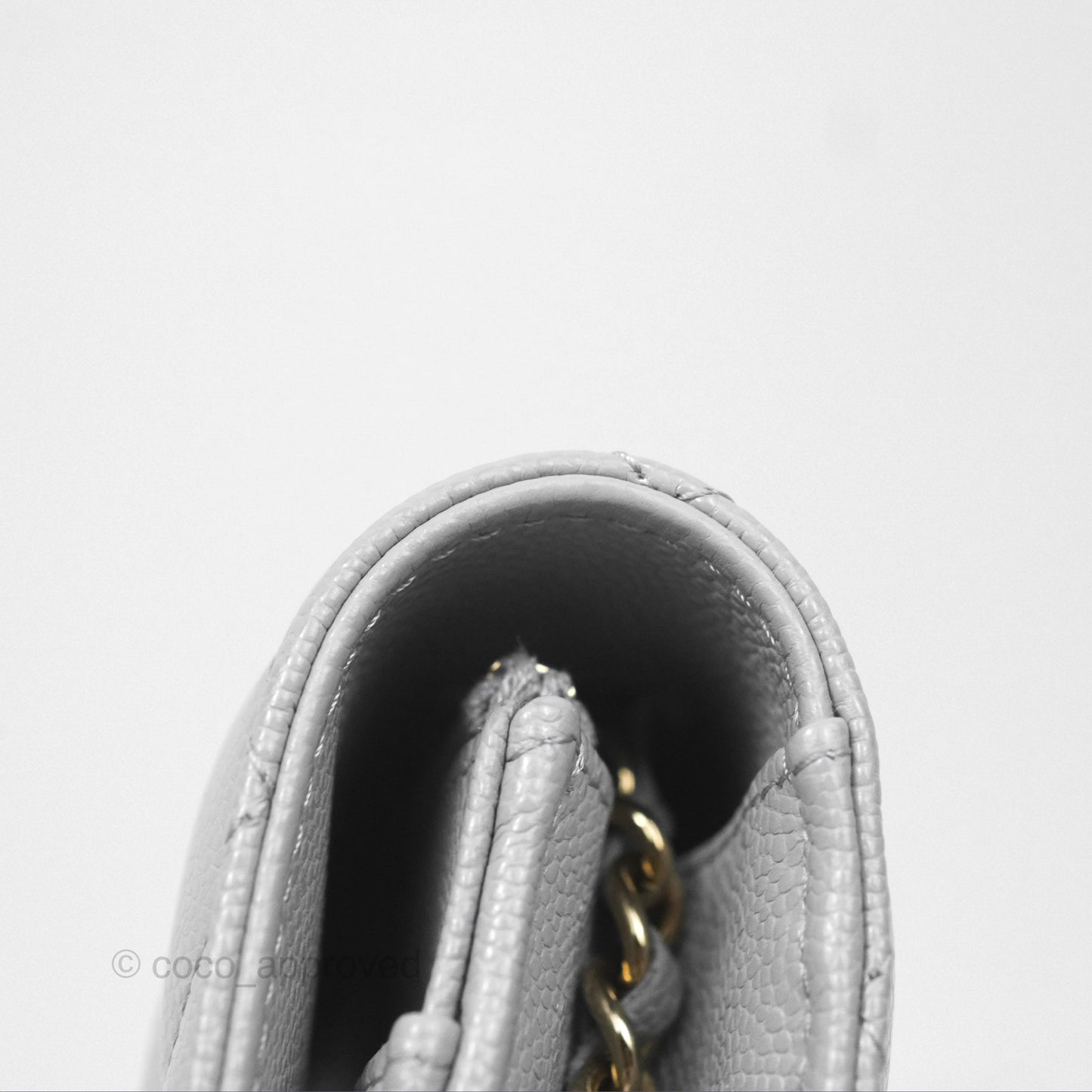 Chanel Quilted Classic Wallet on Chain WOC Grey Caviar Gold Hardware