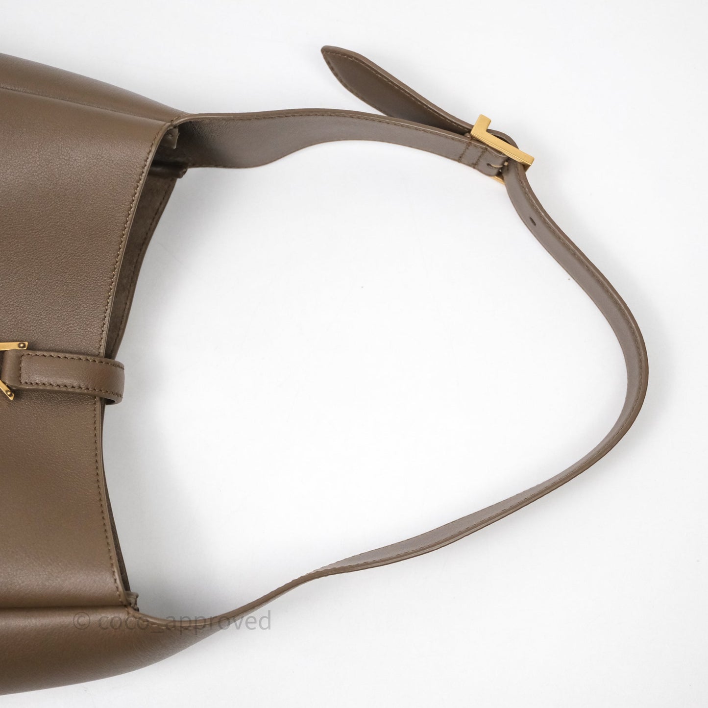 Saint Laurent LE 5 à 7 Supple Small Choco Brown Grained Leather Gold Hardware