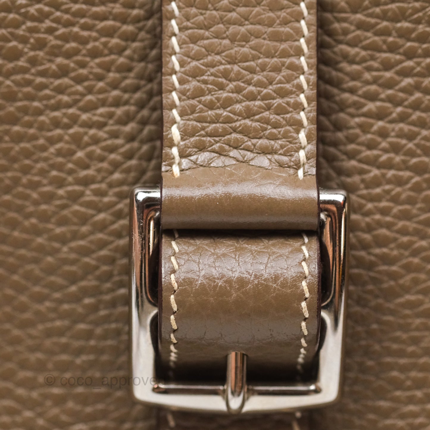 Hermès Halzan 31 Etoupe Clemence Palladium Hardware