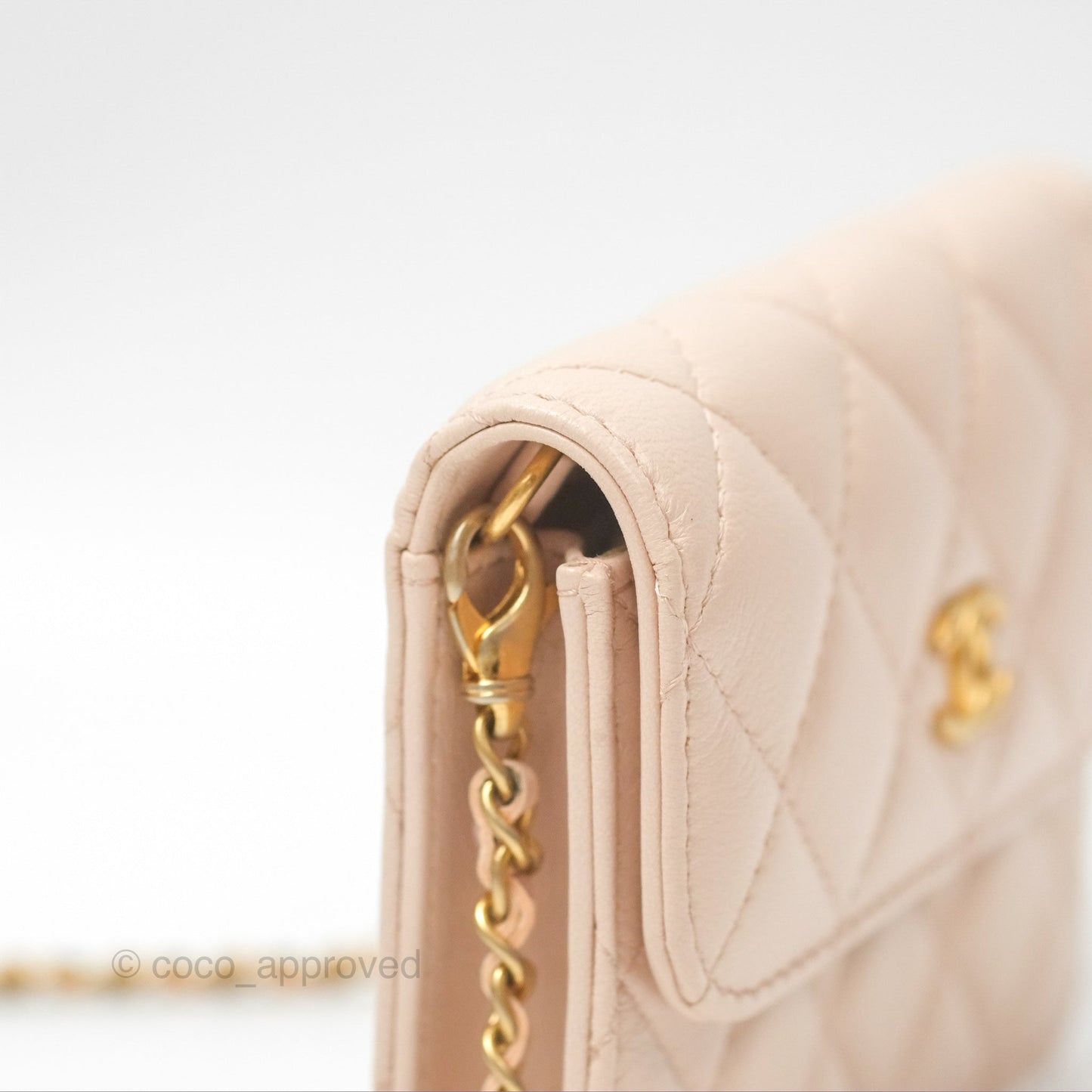 Chanel Mini Pearl Crush Clutch With Chain Belt Rose Clair Pink Aged Gold Hardware