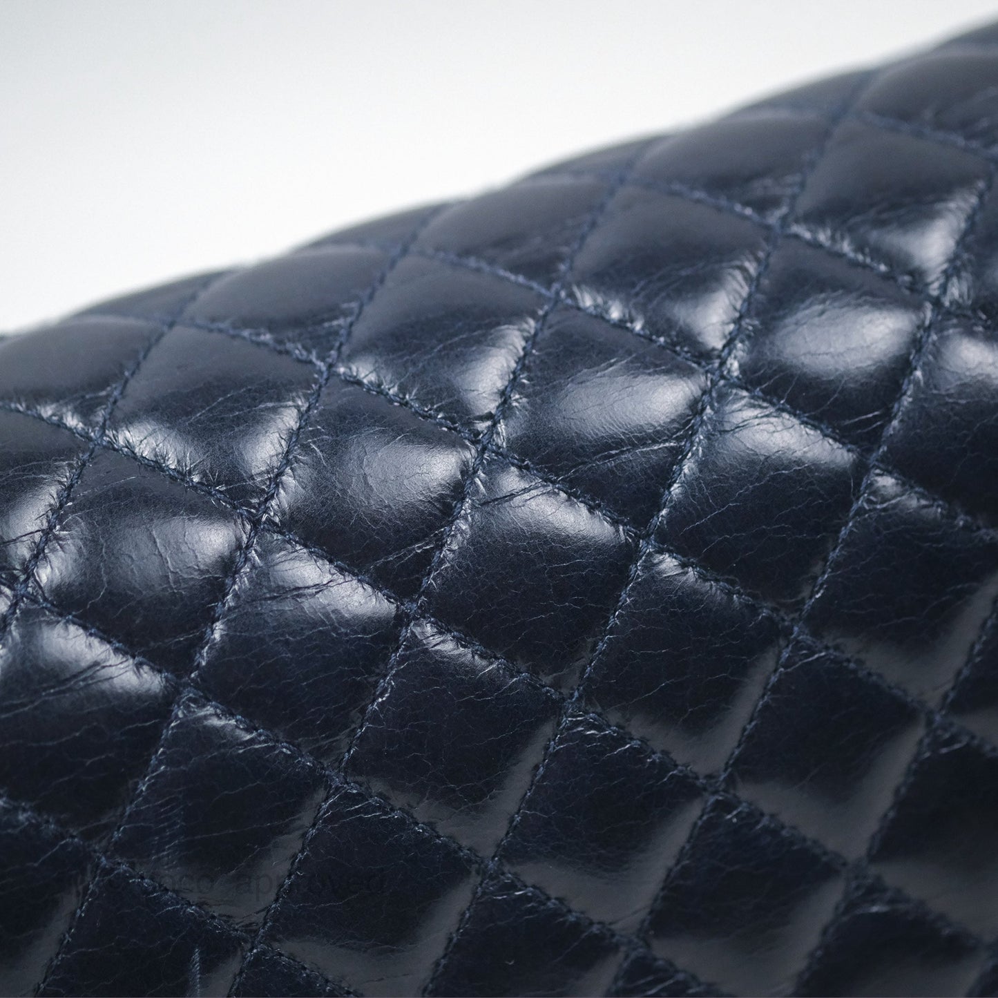 Chanel Medium Chain Edge Boy Quilted Navy Aged Glazed Calfskin Ruthenium Hardware