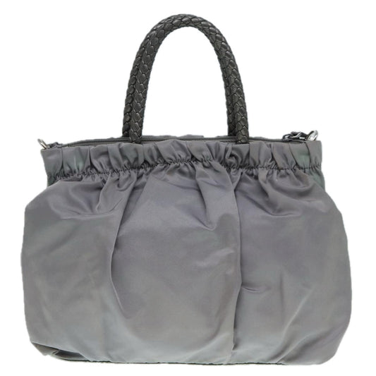 Luxury Prada Hand Bag Nylon 2way Silver Gray  89250
