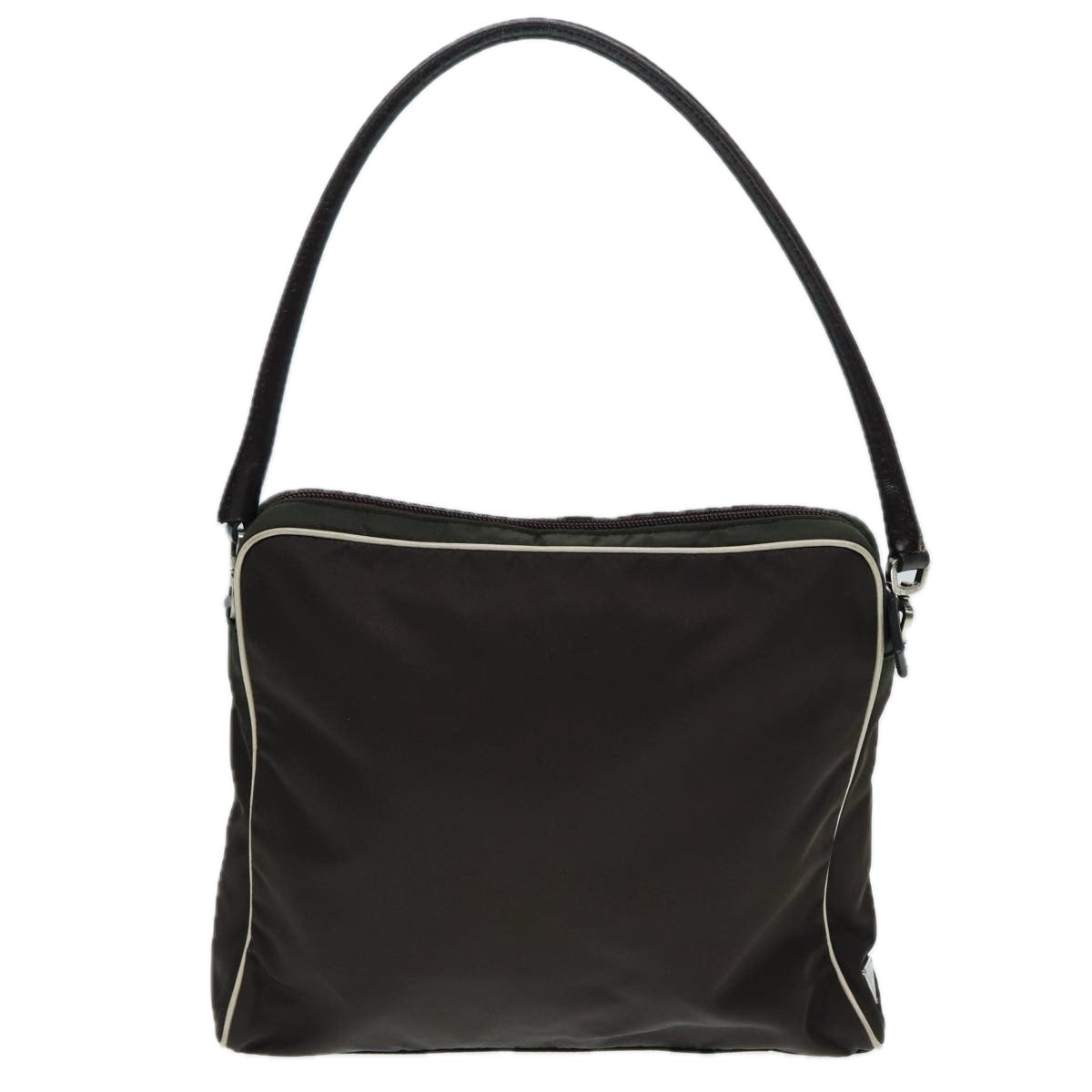 Luxury Prada Hand Bag Nylon Khaki Silver  89251