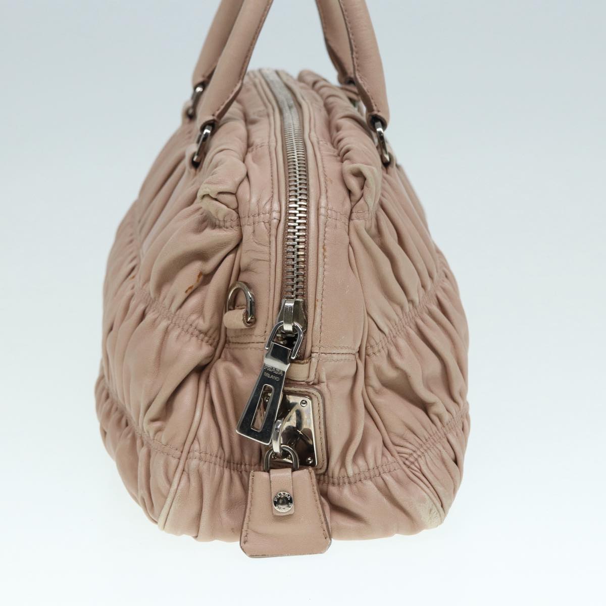 Luxury Prada Hand Bag Leather Beige Gold  89256