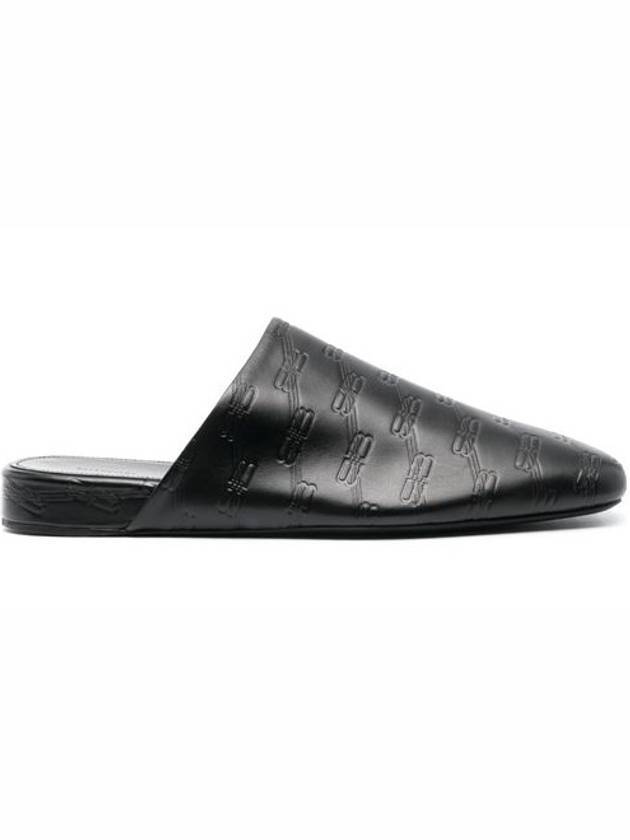 Luxury Balenciaga Debossed Logo Leather Mule Black