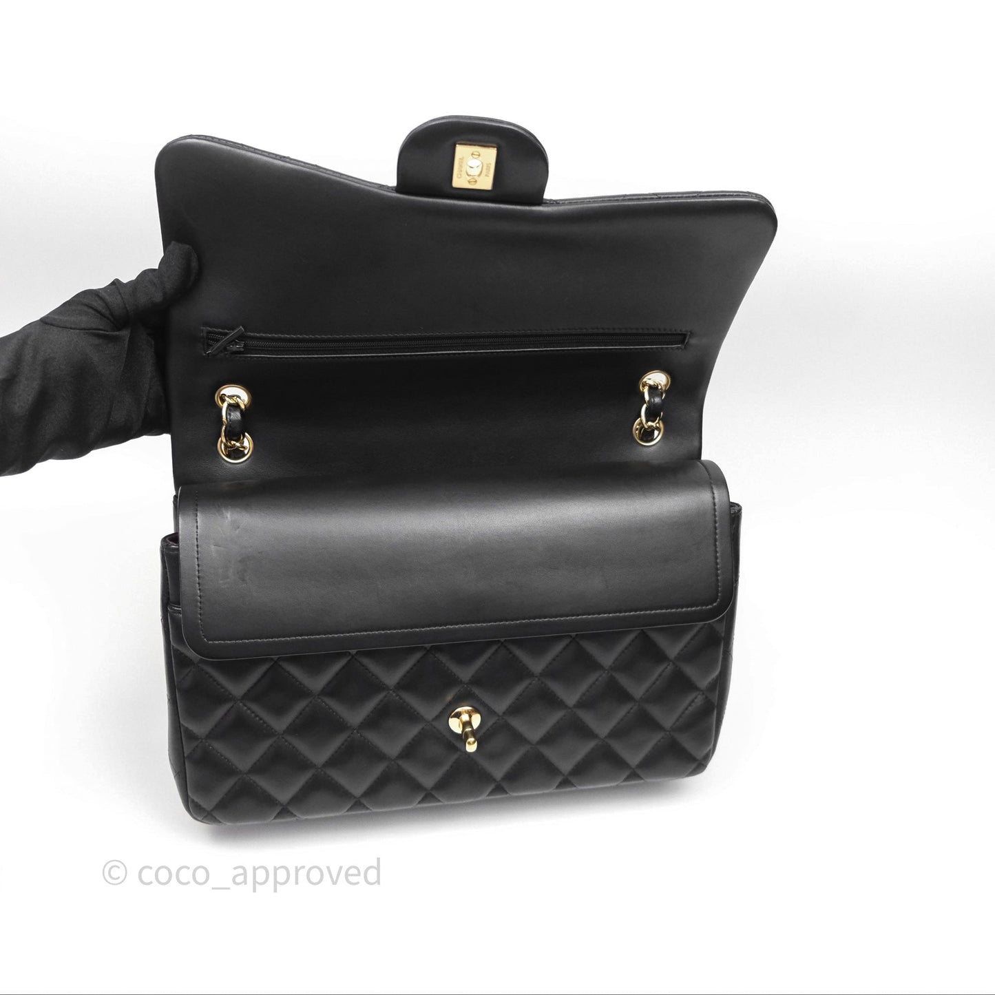 Chanel Jumbo Double Flap Black Lambskin Gold Hardware
